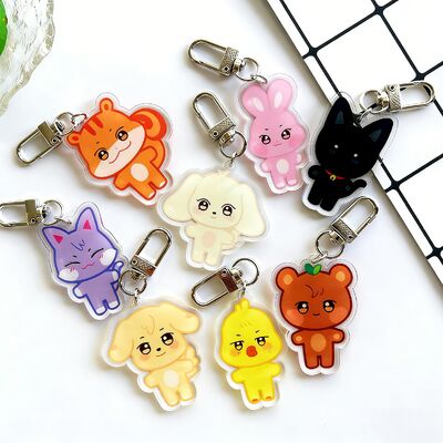 خرید آچار آکریلیک شفاف لوگو کارتونی Glitter Epoxy Keychain Charm Keychain پلاستیکی Keychain Anime آچار آکریلی online manufacture