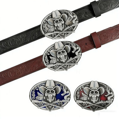 سگک کمربند سفارشی آلیاژ روی نقره‌ای عتیقه با جزئیات مینای نرم رنگارنگ.